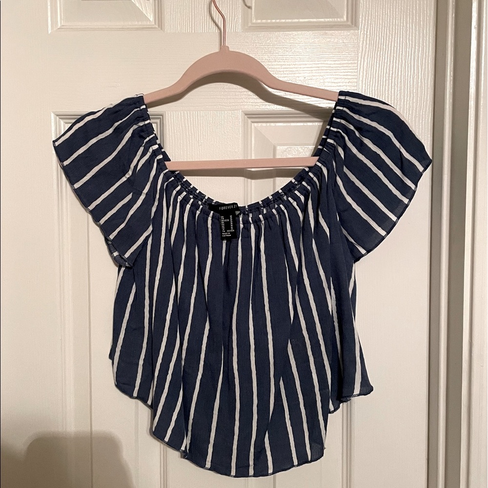 NEVER WORN!! Size M, Blue and White Striped Top